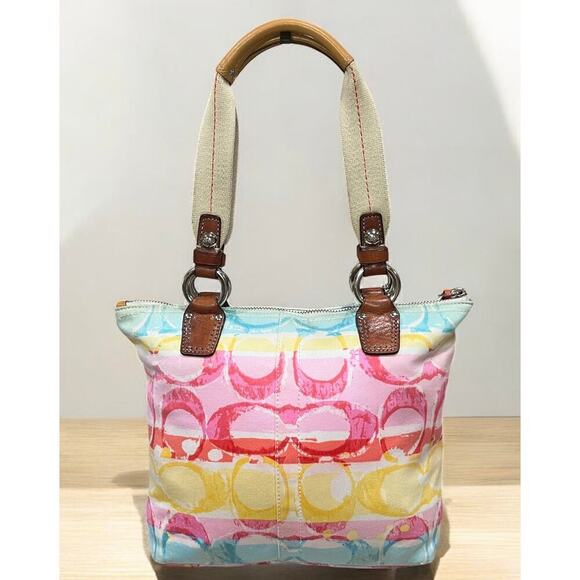 Y2K Coach 11755 Hamptons Weekend Signature Watercolor Small Tote & Wristlet - Picture 3 of 16